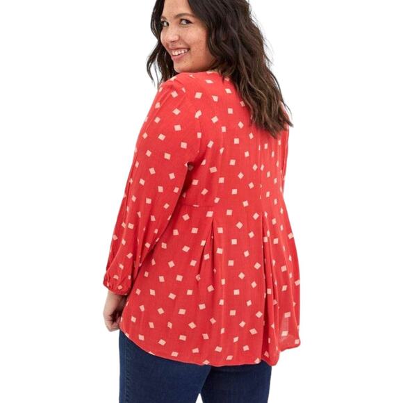 TORRID Orange Gauze Babydoll Blouse Top Flared Geometric Balloon Sleeve Plus 2X - Picture 10 of 10